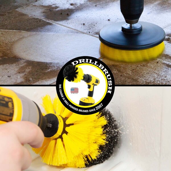 Cepillo Taladro Power Scrubber de Useful Products 5 pulgadas de ancho, 5 pulgadas de largo, amarillo - TUY-OBY-COMBO