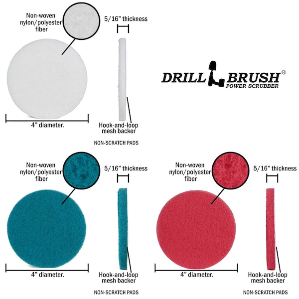 Juego de Cepillos para Taladro Drillbrush 4 in. W con Cerdas Suaves/Medianas y Mango de Metal - 810003601216