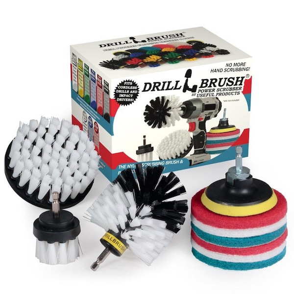 Juego de Cepillos para Taladro Drillbrush 4 in. W con Cerdas Suaves/Medianas y Mango de Metal - 810003601216