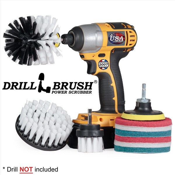 Juego de Cepillos para Taladro Drillbrush 4 in. W con Cerdas Suaves/Medianas y Mango de Metal - 810003601216