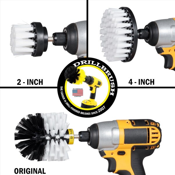 Juego de Cepillos para Taladro Drillbrush 4 in. W con Cerdas Suaves/Medianas y Mango de Metal - 810003601216