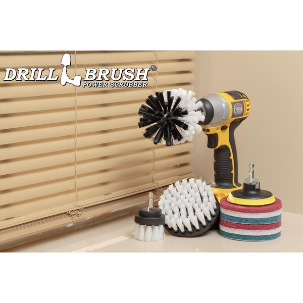 Juego de Cepillos para Taladro Drillbrush 4 in. W con Cerdas Suaves/Medianas y Mango de Metal - 810003601216