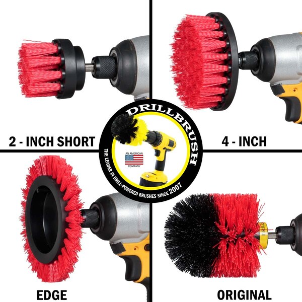 Cepillo de Taladro Power Scrubber de Useful Products 5 in W 5 in L, Rojo - R-S-E42O-QC-DB
