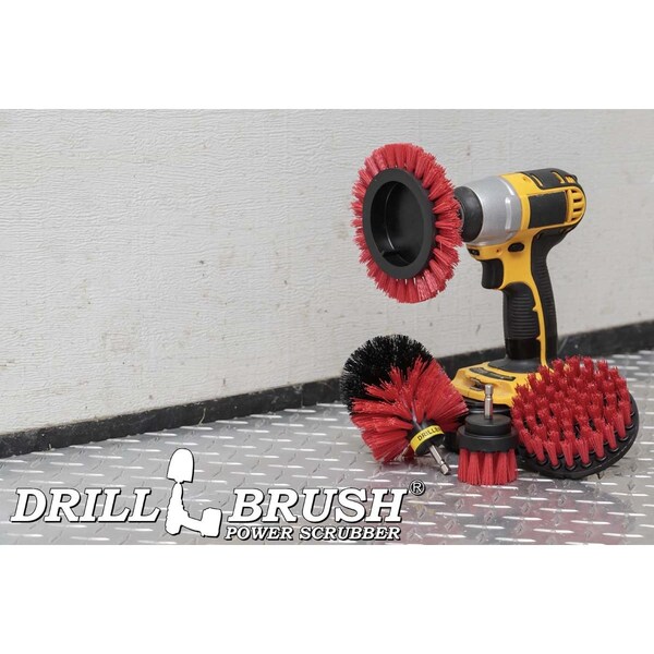 Cepillo de Taladro Power Scrubber de Useful Products 5 in W 5 in L, Rojo - R-S-E42O-QC-DB