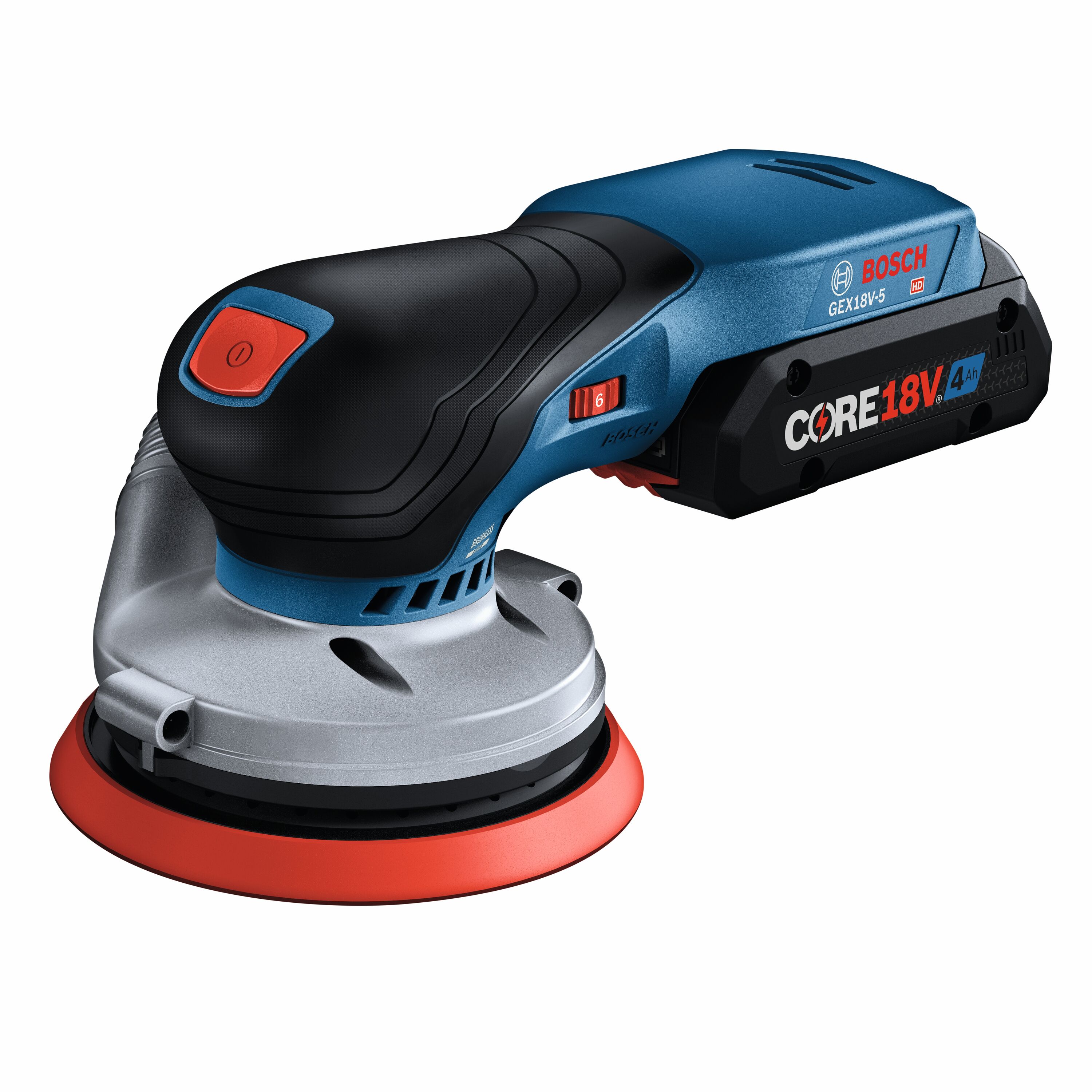 Lijadora orbital inalámbrica Bosch de 18 voltios y 4 amperios con velocidad variable sin escobillas y manejo de polvo, batería incluida GEX18V-5B15.