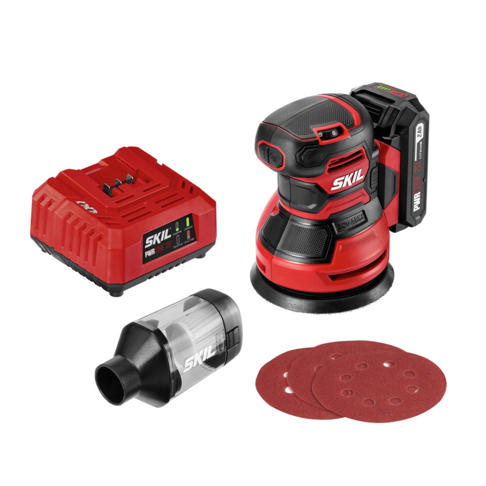 Lijadora orbital inalámbrica de velocidad variable SKIL PWR CORE 20 de 20 voltios con gestión de polvo y batería incluida SR6604B-10