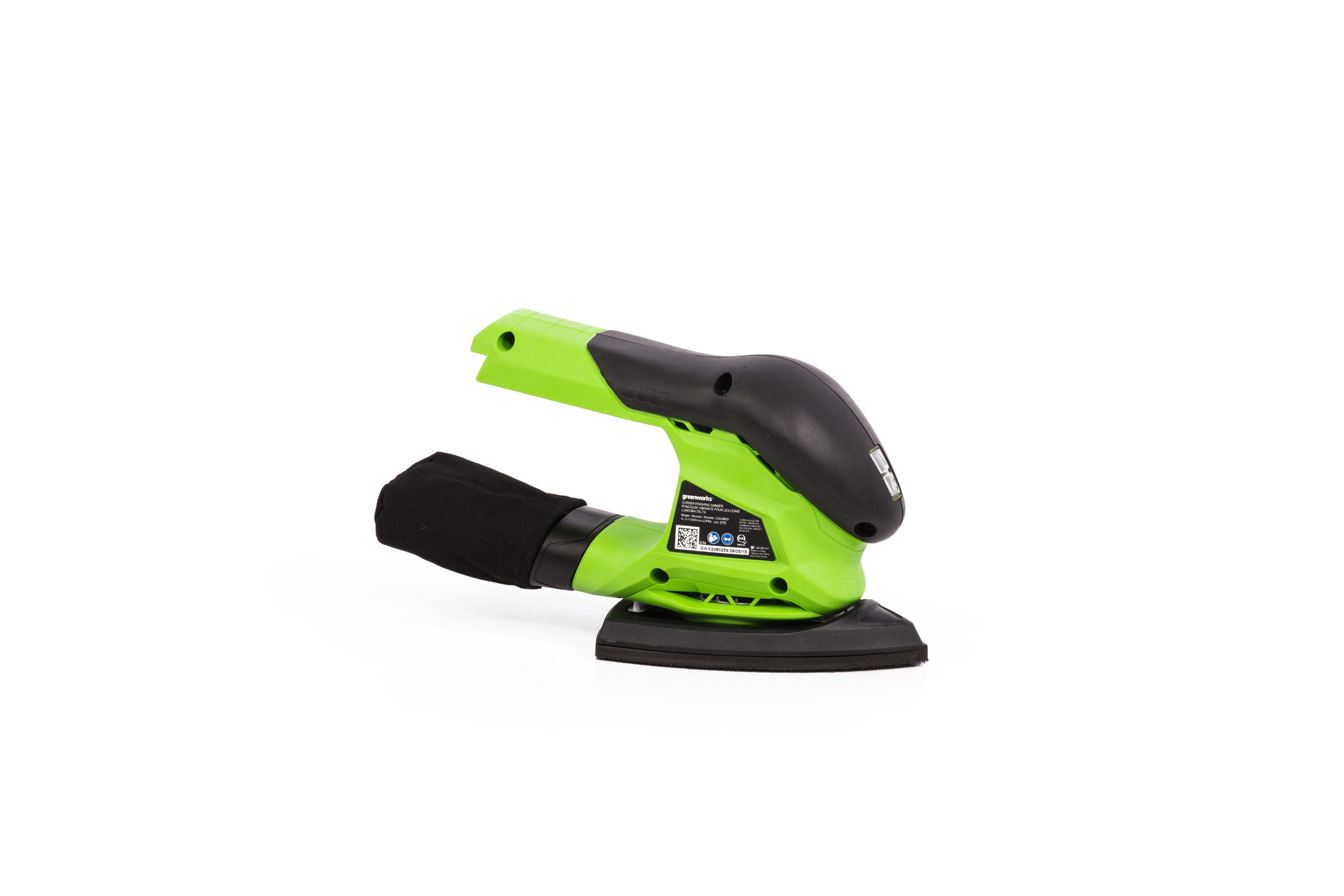 Lijadora inalámbrica Greenworks de 24 voltios para detalles con manejo de polvo CS24B00
