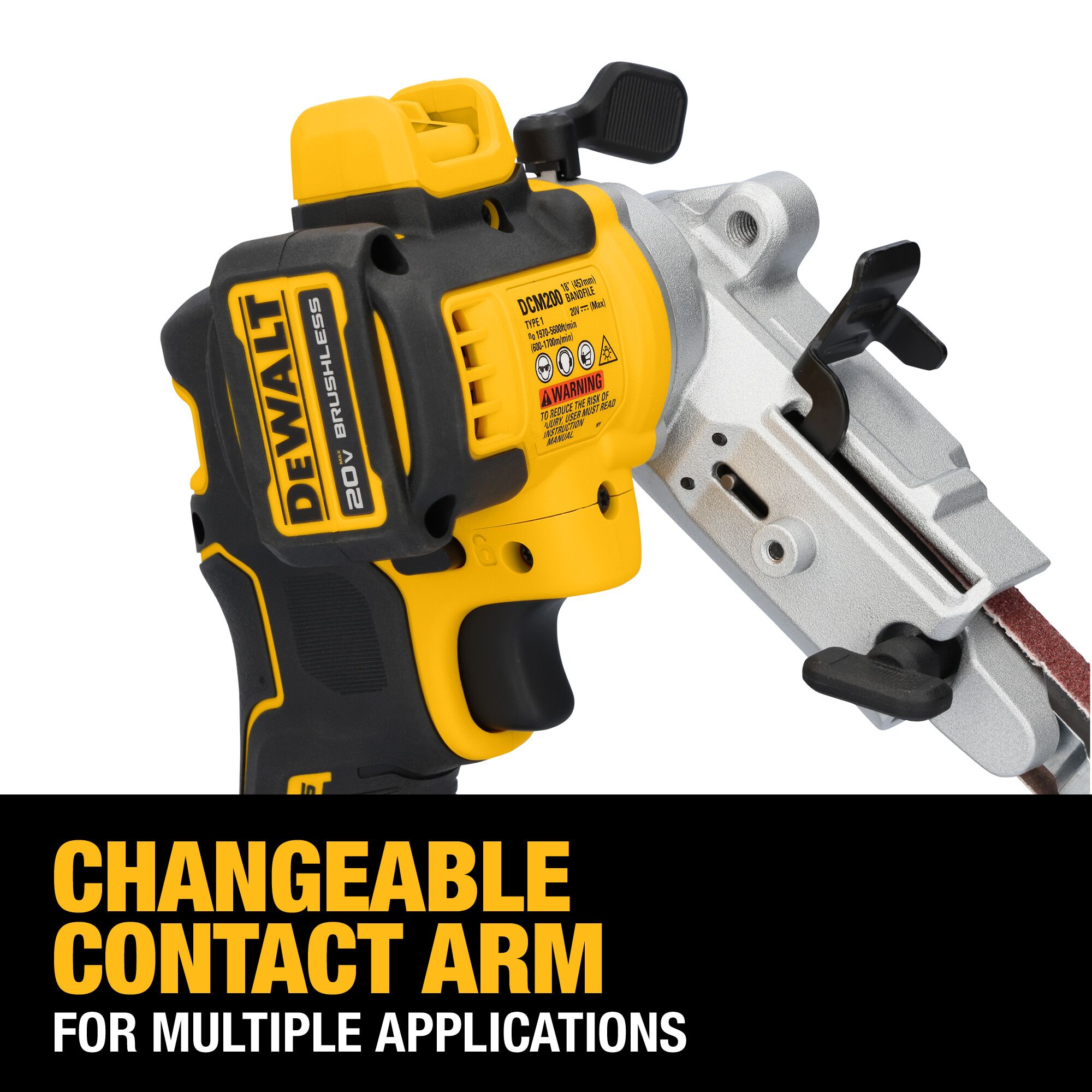 Lijadora inalámbrica DEWALT XR 20-Volt Brushless Variable Speed Bandfile con administración de polvo y batería incluida DCM200E1
