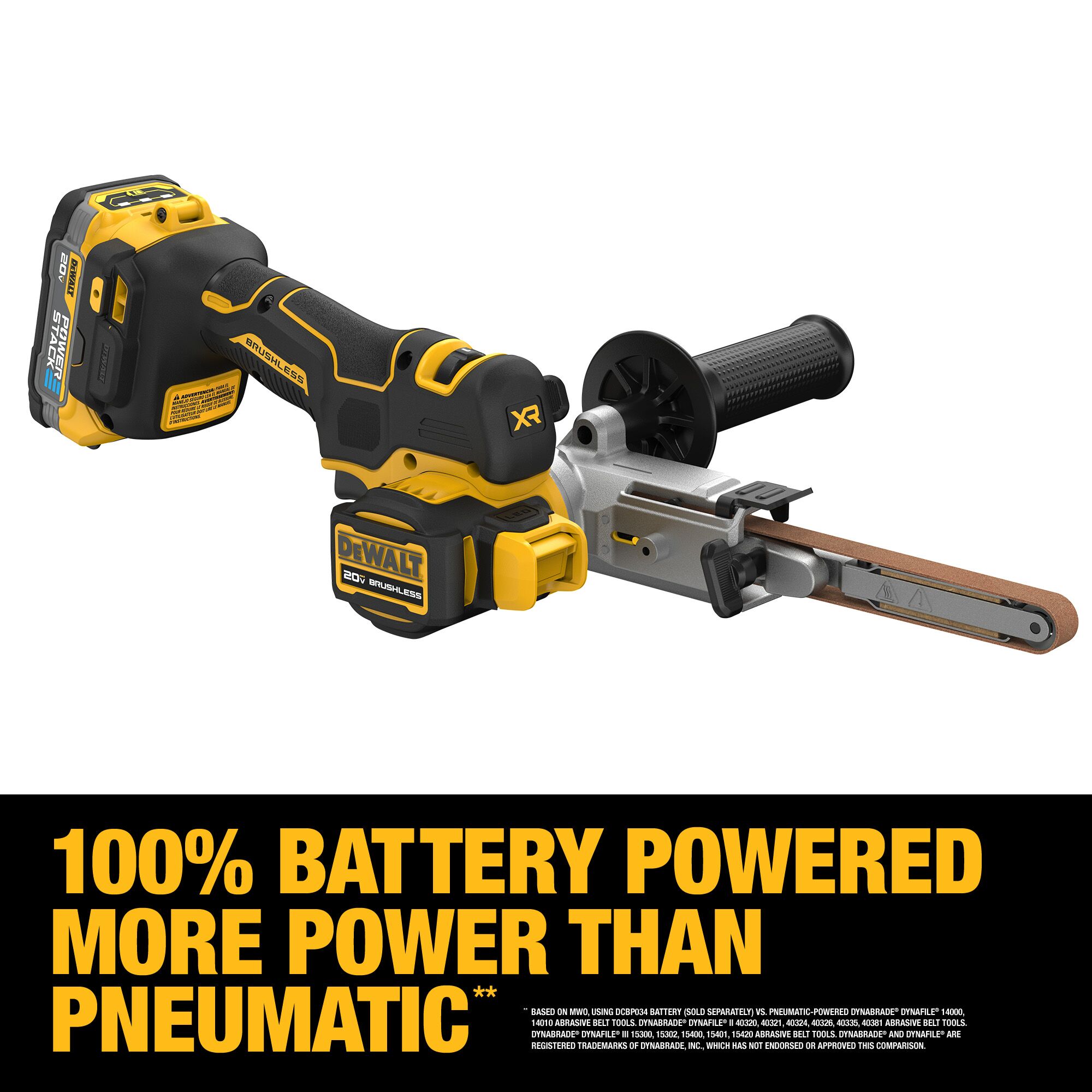 Lijadora inalámbrica DEWALT XR 20-Volt Brushless Variable Speed Bandfile con administración de polvo y batería incluida DCM200E1