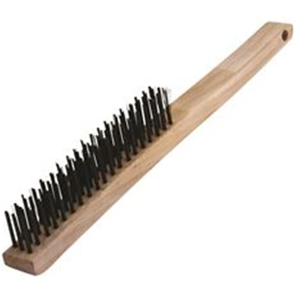 Cepillo de alambre con mango de madera Sticky Situation de 13.63 pulgadas - 3 x 19 filas - ST3528775