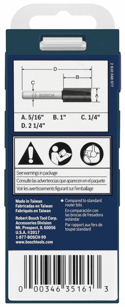 Fresa recta de carburo Bosch de 5/16 pulgadas para router 85224MC