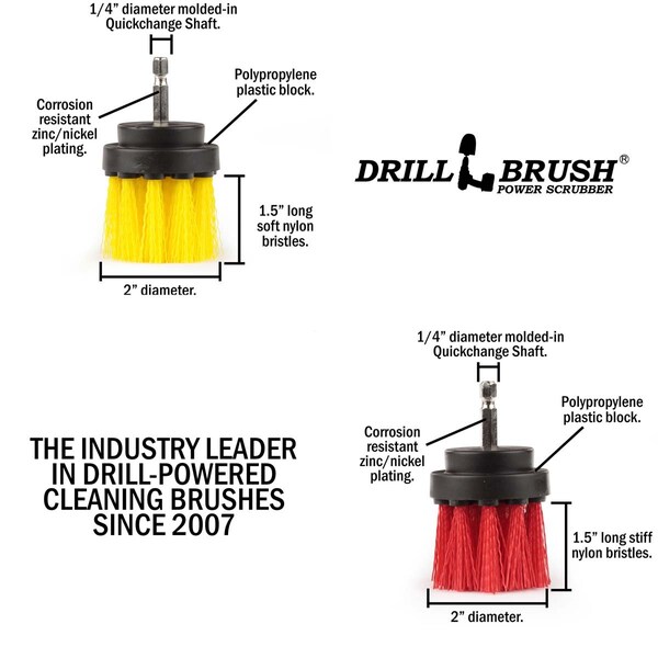 Cepillo para taladro Power Scrubber de Useful Products 5 pulg. de ancho 5 pulg. de largo, Variedad - 2IN-L-RY-QC-DB