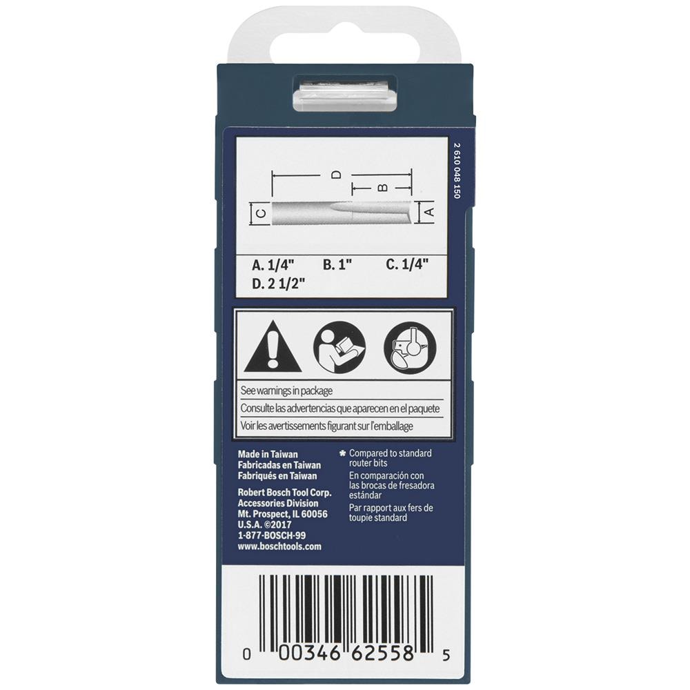 Broca para Router Bosch de 1/4 pulgadas con punta de carburo y canal en forma de O 86010MC
