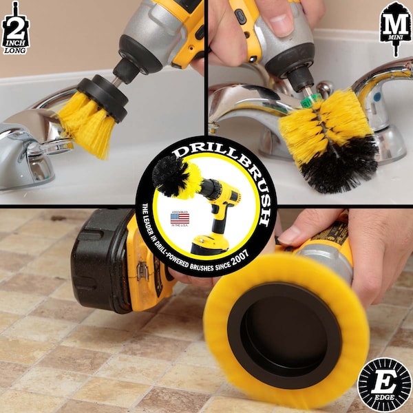 Cepillo para Taladro Power Scrubber de Useful Products 5 pulgadas de ancho 5 pulgadas de largo, Amarillo - Y-EMS-2L-QC-DB