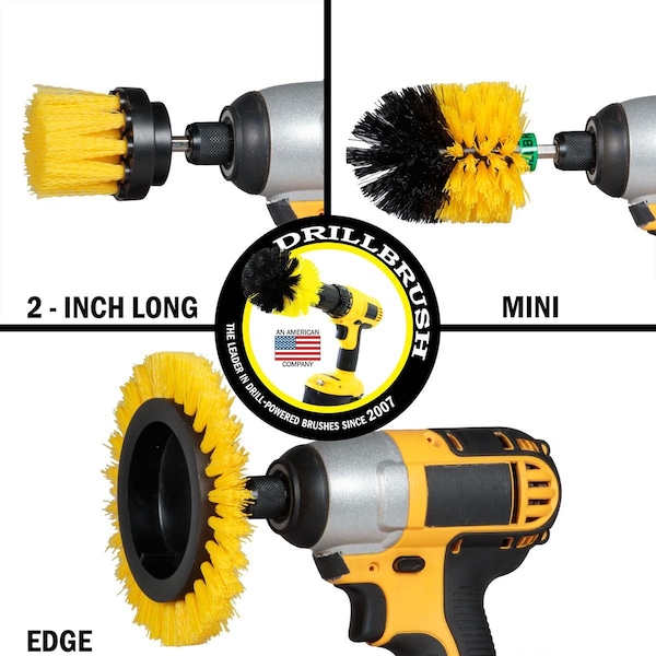 Cepillo para Taladro Power Scrubber de Useful Products 5 pulgadas de ancho 5 pulgadas de largo, Amarillo - Y-EMS-2L-QC-DB