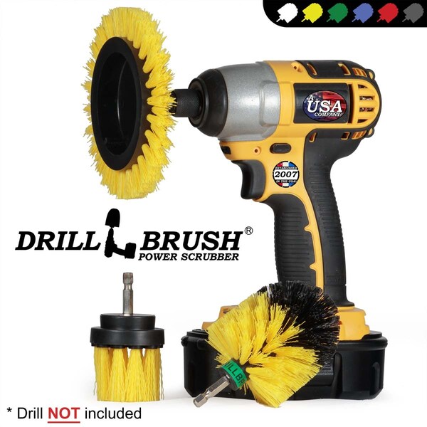 Cepillo para Taladro Power Scrubber de Useful Products 5 pulgadas de ancho 5 pulgadas de largo, Amarillo - Y-EMS-2L-QC-DB