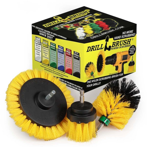 Cepillo para Taladro Power Scrubber de Useful Products 5 pulgadas de ancho 5 pulgadas de largo, Amarillo - Y-EMS-2L-QC-DB