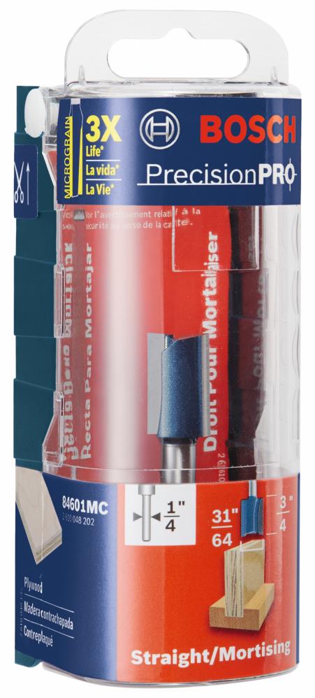 Broca para enrutador para mortajar Bosch de 1/4 pulgadas con puntas de carburo para madera contrachapada 84601MC