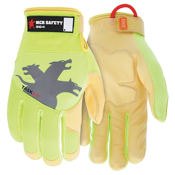 Guantes de Mecánico Mcr Safety, XL (10), Oro/Verde/Lima de Alta Visibilidad - 964XL