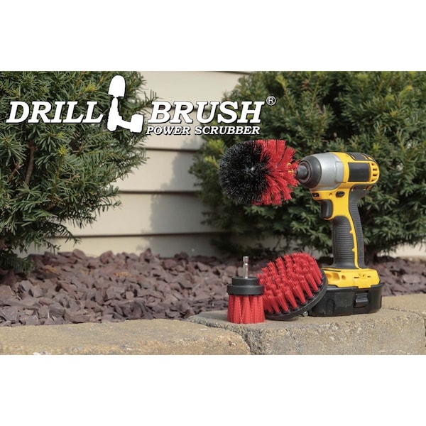 Cepillo taladro Power Scrubber de Useful Products 5 en W 5 en L, Rojo - R-4OS-2L-QC-DB