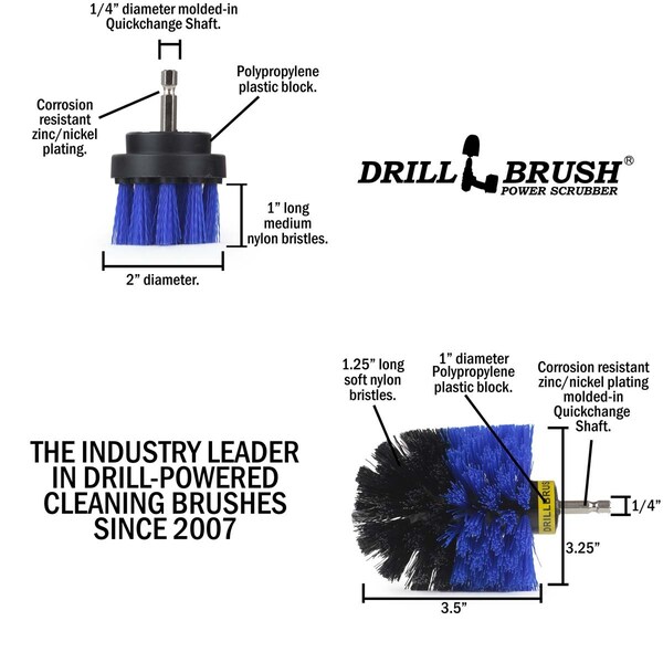 Cepillo Taladro Power Scrubber de Useful Products 5 in W 5 in L, Azul - B-S-2O-QC-DB
