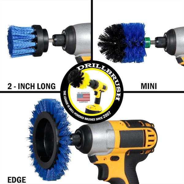 Cepillo taladro Power Scrubber de Useful Products 5 in W 5 in L, azul - B-EMS-2L-QC-DB