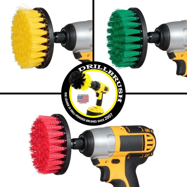 Cepillo taladro Power Scrubber de Useful Products, 5 pulgadas de ancho, 5 pulgadas de largo, variedad - 4IN-S-GRY-QC-DB