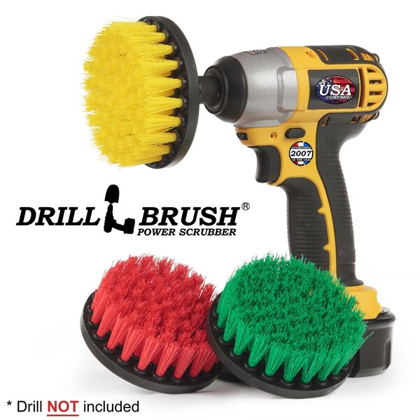 Cepillo taladro Power Scrubber de Useful Products, 5 pulgadas de ancho, 5 pulgadas de largo, variedad - 4IN-S-GRY-QC-DB