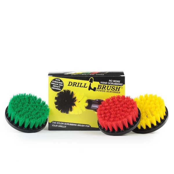 Cepillo taladro Power Scrubber de Useful Products, 5 pulgadas de ancho, 5 pulgadas de largo, variedad - 4IN-S-GRY-QC-DB