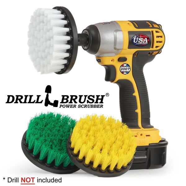 Cepillo Taladro Power Scrubber de Useful Products 5 in W 5 in L, Variedad - 4IN-S-GWY-QC-DB