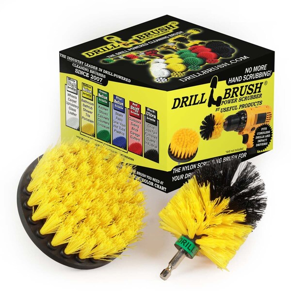 Cepillo Taladro Power Scrubber de Useful Products 5 in W 5 in L, Amarillo - Y-S-4M-QC-DB