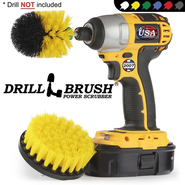 Cepillo Taladro Power Scrubber de Useful Products 5 in W 5 in L, Amarillo - Y-S-4M-QC-DB