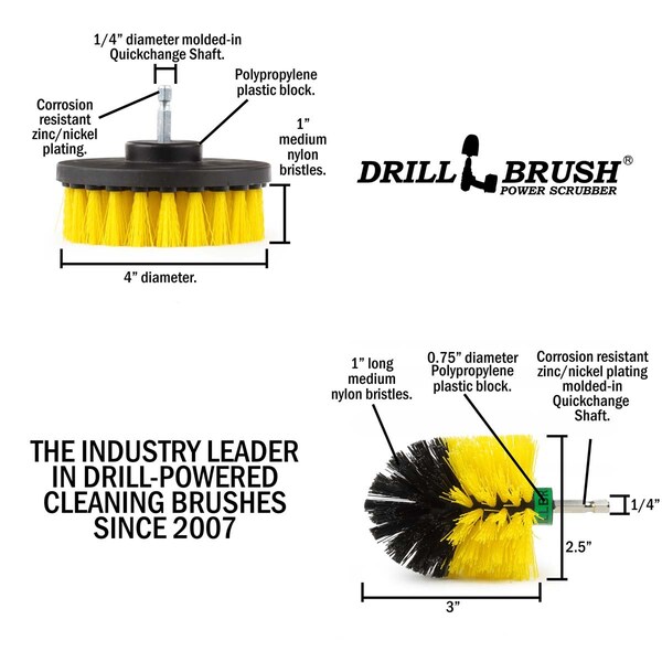 Cepillo Taladro Power Scrubber de Useful Products 5 in W 5 in L, Amarillo - Y-S-4M-QC-DB
