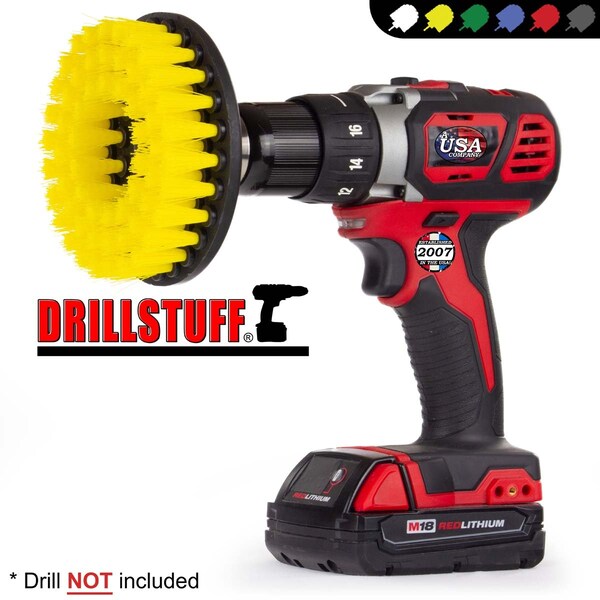 Artículos de limpieza Drillstuff - Accesorios para baño - Cepillo para taladro - Regadera - 5IN-S-Y-DS