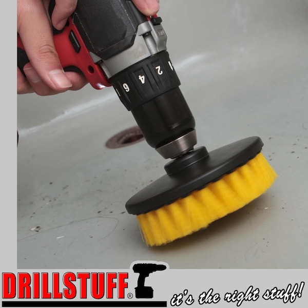 Artículos de limpieza Drillstuff - Accesorios para baño - Cepillo para taladro - Regadera - 5IN-S-Y-DS