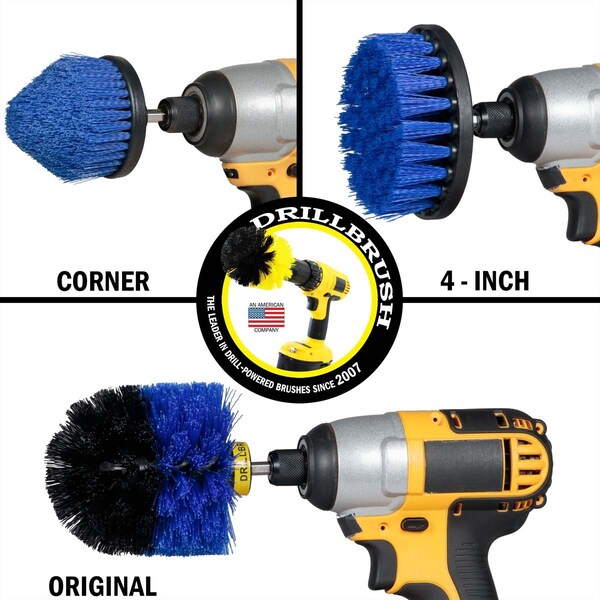 Cepillo Taladro Power Scrubber de Useful Products 5 in W 5 in L, Azul - B-S-4CO-QC-DB
