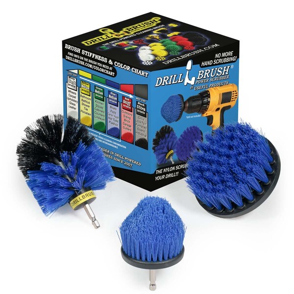 Cepillo Taladro Power Scrubber de Useful Products 5 in W 5 in L, Azul - B-S-4CO-QC-DB