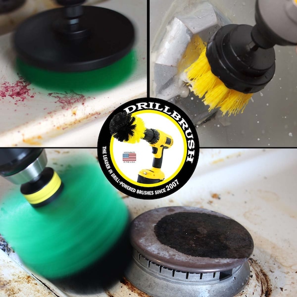 Cepillo de Taladro Power Scrubber de Useful Products, 5 pulgadas de ancho x 5 pulgadas de largo, Variedad - S-G4OY2-QC-DB