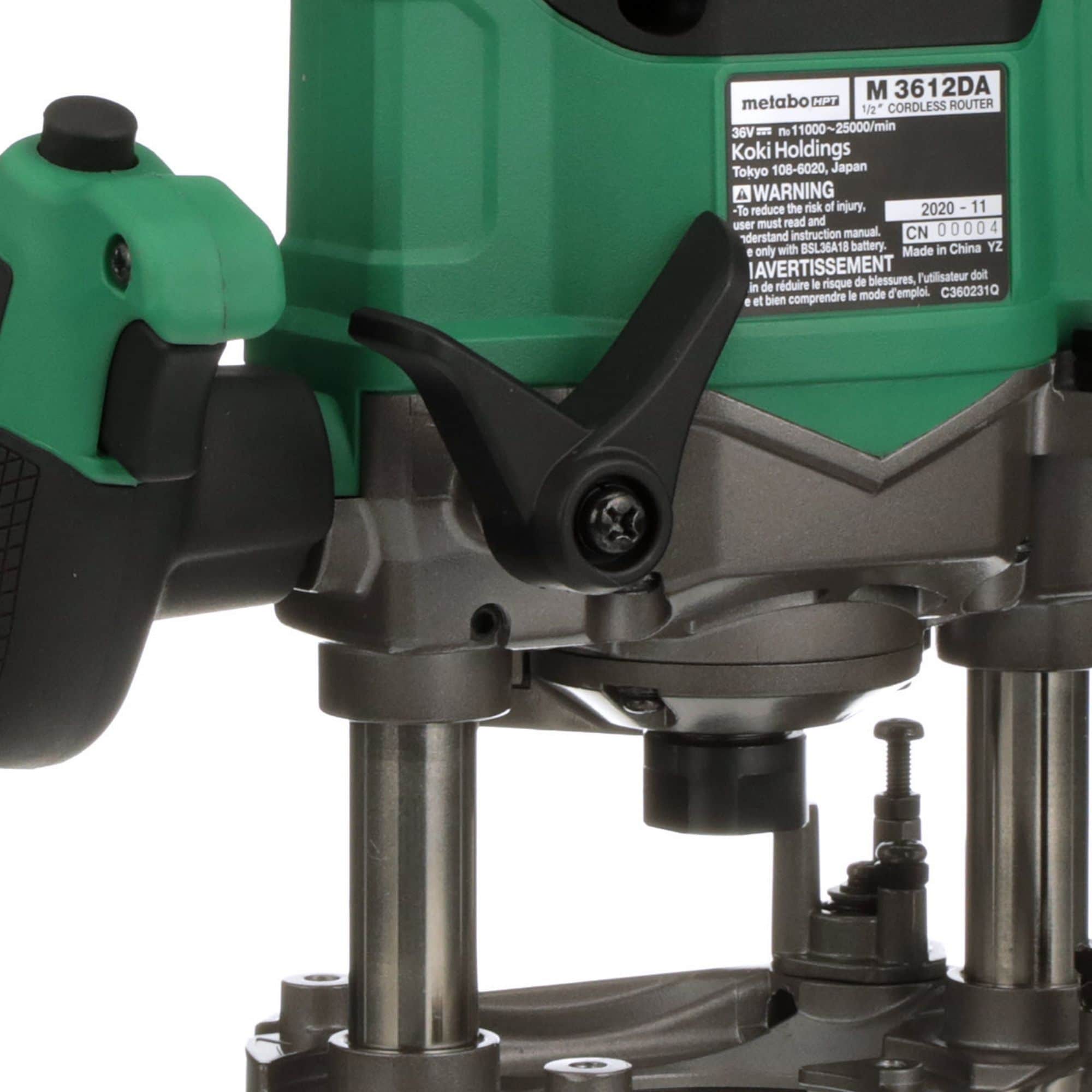 Router inalámbrico sumergible de velocidad variable sin escobillas Metabo HPT 1/4 y 1/2 pulgadas 2-HP M3612DAQ4M