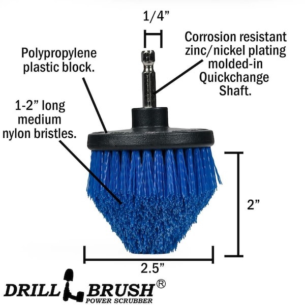 Cepillo de Taladro Power Scrubber de Useful Products 5 pulgadas de Ancho, 5 pulgadas de Largo, Azul - B-S-542CO-QC-DB