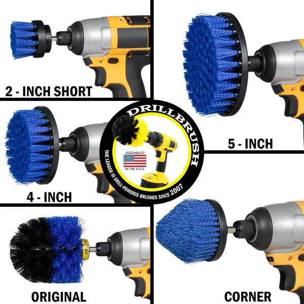 Cepillo de Taladro Power Scrubber de Useful Products 5 pulgadas de Ancho, 5 pulgadas de Largo, Azul - B-S-542CO-QC-DB