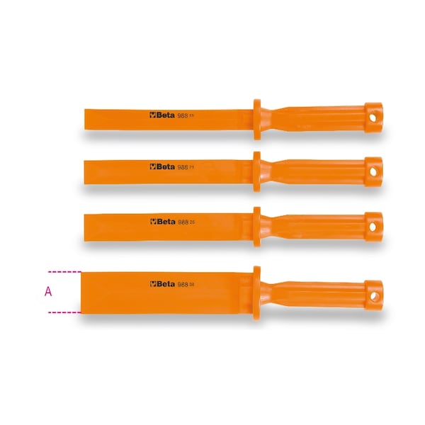 Beta 988/K4 Set of 4 Scratchproof Plastic Flat Chisels 19-21-25-38 mm - 009880104