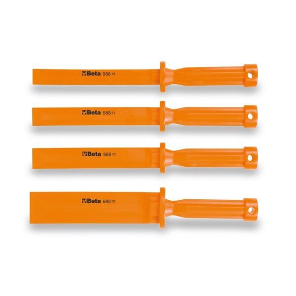 Beta 988/K4 Set of 4 Scratchproof Plastic Flat Chisels 19-21-25-38 mm - 009880104