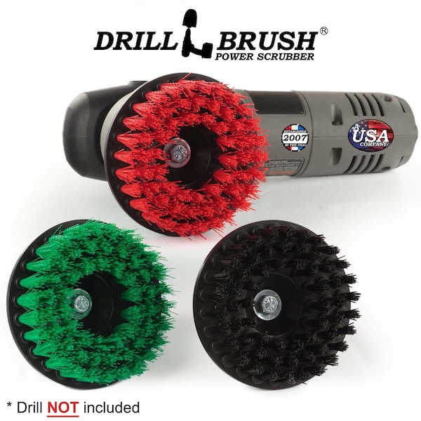 Herramientas de construcción Drillbrush - Kit de 3 cepillos para fregar de tamaño mediano, rígido y ultra rígido - 5IN-S-GRK-T-DB