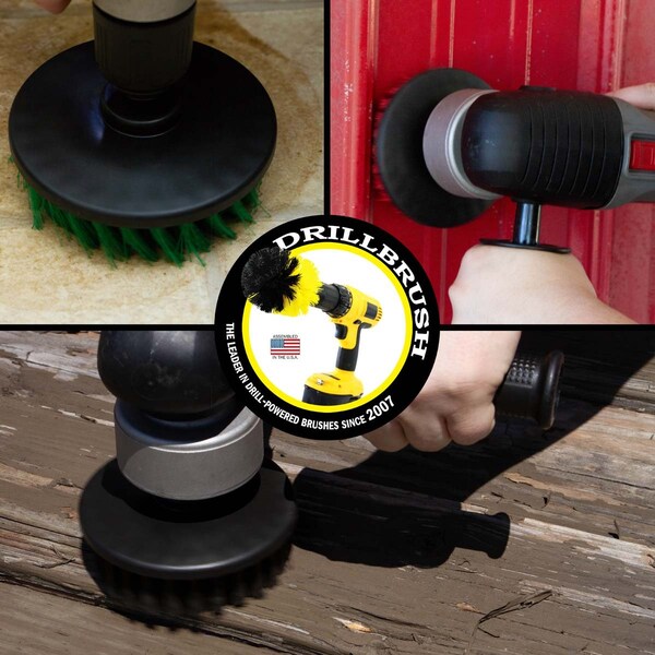 Herramientas de construcción Drillbrush - Kit de 3 cepillos para fregar de tamaño mediano, rígido y ultra rígido - 5IN-S-GRK-T-DB