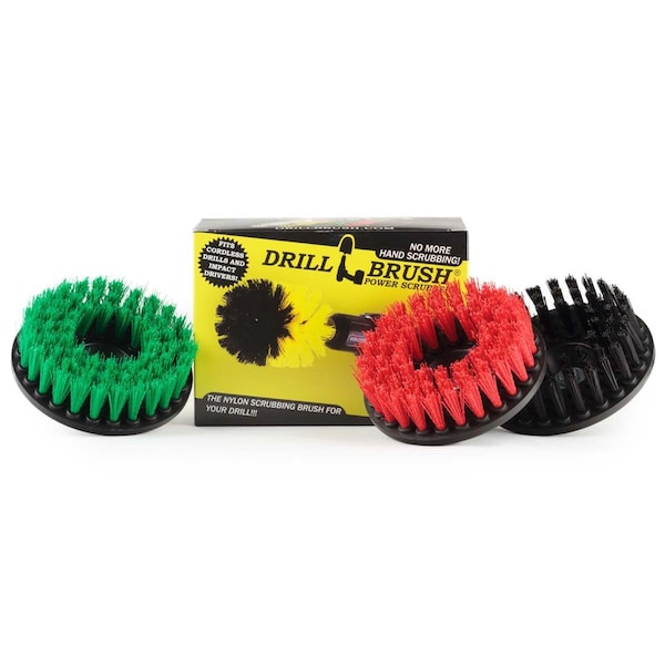 Herramientas de construcción Drillbrush - Kit de 3 cepillos para fregar de tamaño mediano, rígido y ultra rígido - 5IN-S-GRK-T-DB