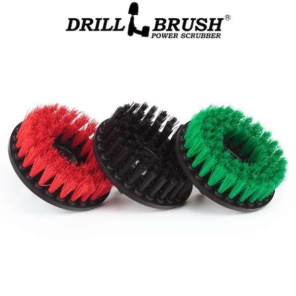 Herramientas de construcción Drillbrush - Kit de 3 cepillos para fregar de tamaño mediano, rígido y ultra rígido - 5IN-S-GRK-T-DB
