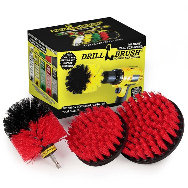 Cepillo Eléctrico de Taladro Power Scrubber de Useful Products 7 pulgadas de ancho 5 pulgadas de largo, Rojo - R-S-54O-QC-DB