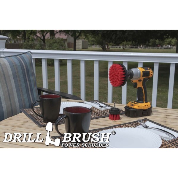 Cepillo Taladro Power Scrubber de Useful Products 5 in W 5 in L, Rojo - R-S-42-QC-DB