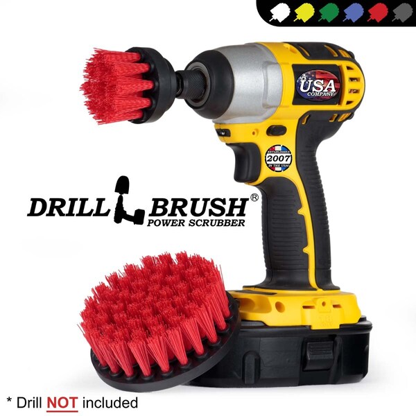 Cepillo Taladro Power Scrubber de Useful Products 5 in W 5 in L, Rojo - R-S-42-QC-DB
